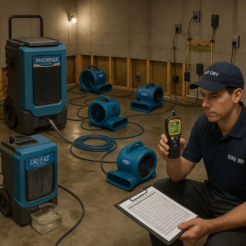 Structural Drying and Dehumidification process in Hildebran, NC